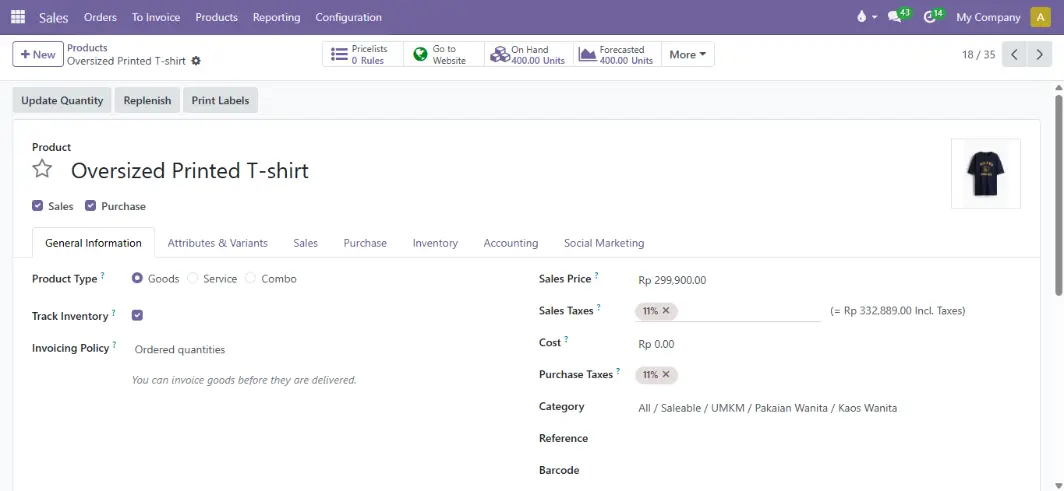 Attributes & Variants tab